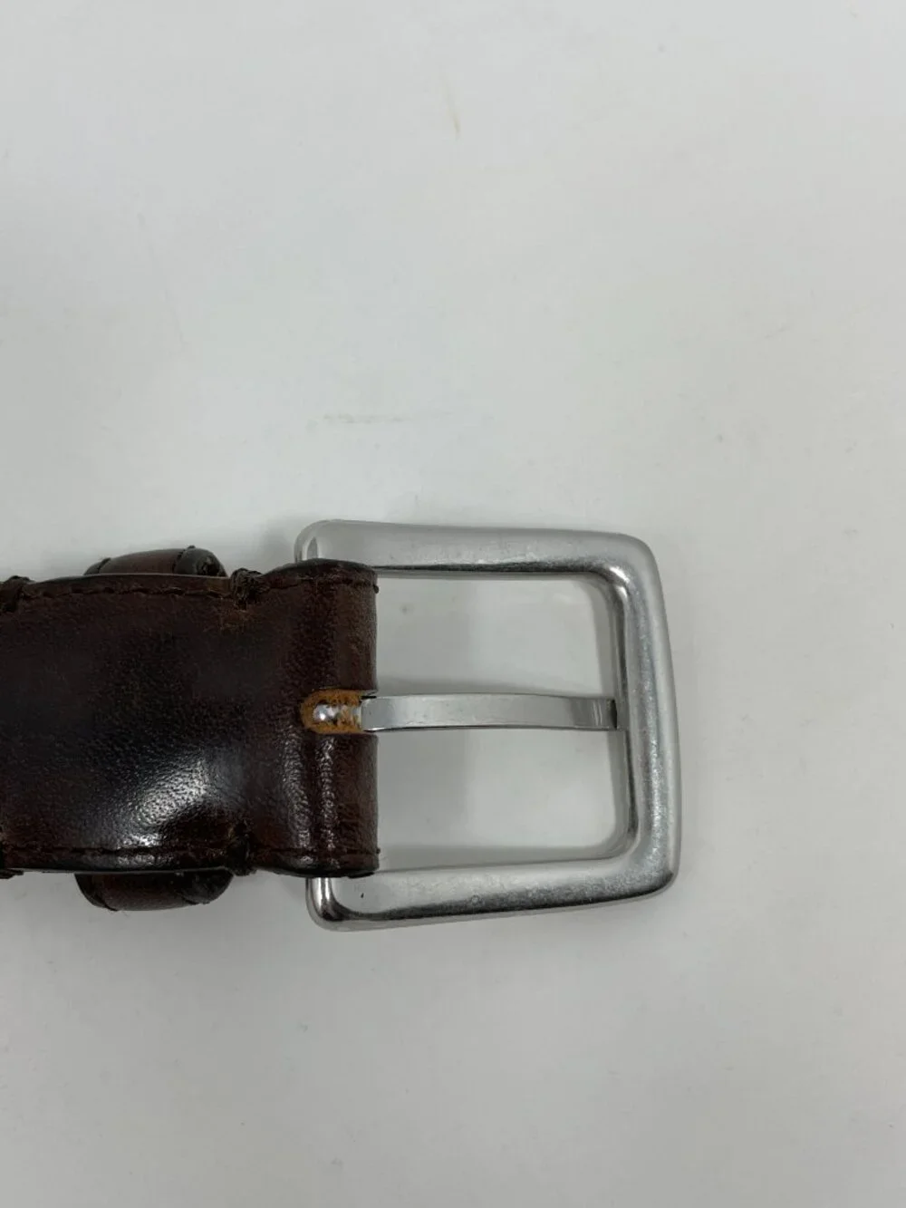 J Crew Men's Brown Belt Italian Leather Silver Buckle Size 30